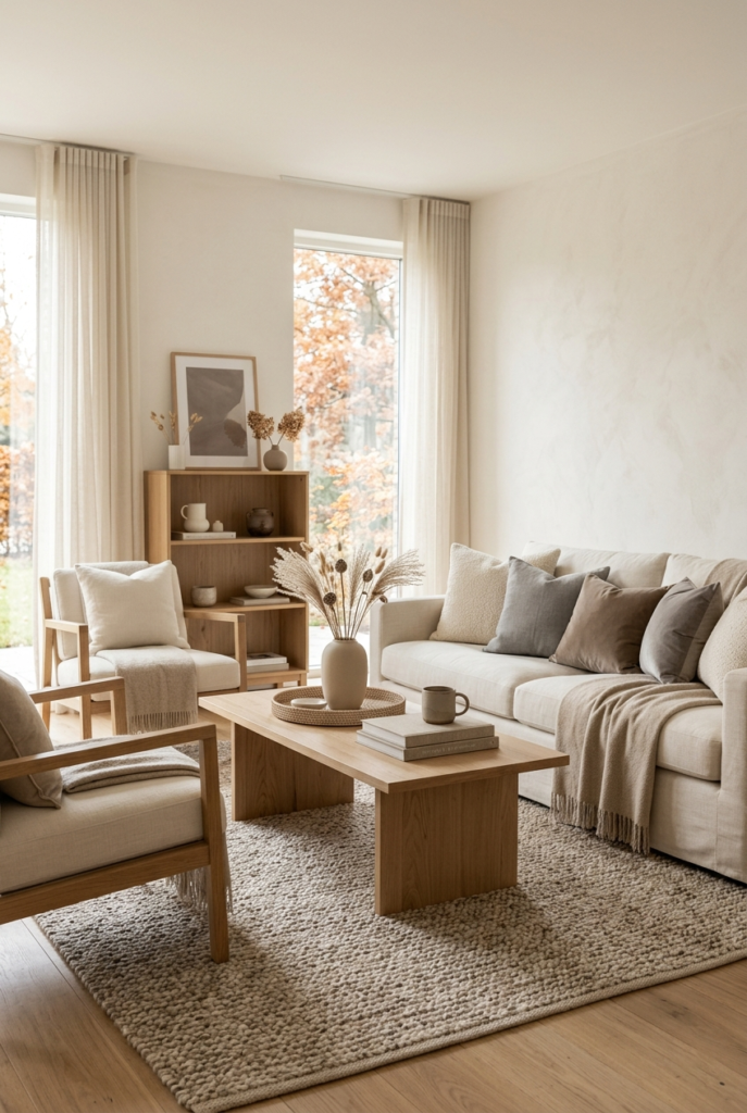 soft beige and white tones in a simple minimalist design