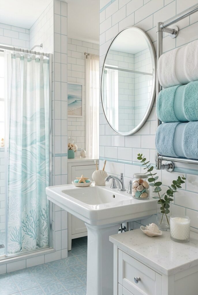 Coastal bathroom decor in mermaid style