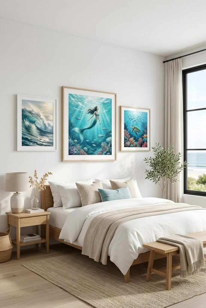 Mermaid wall art with ocean-inspired design
