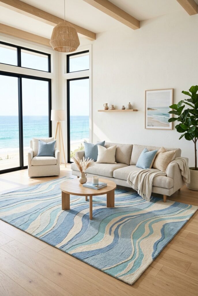 Blue ocean theme rugs for home decor