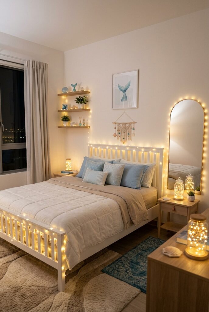 Mermaid decor with soft fairy lights
