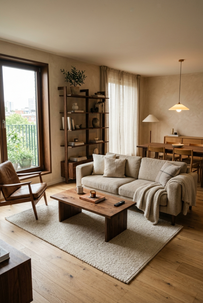 Warm wood living room