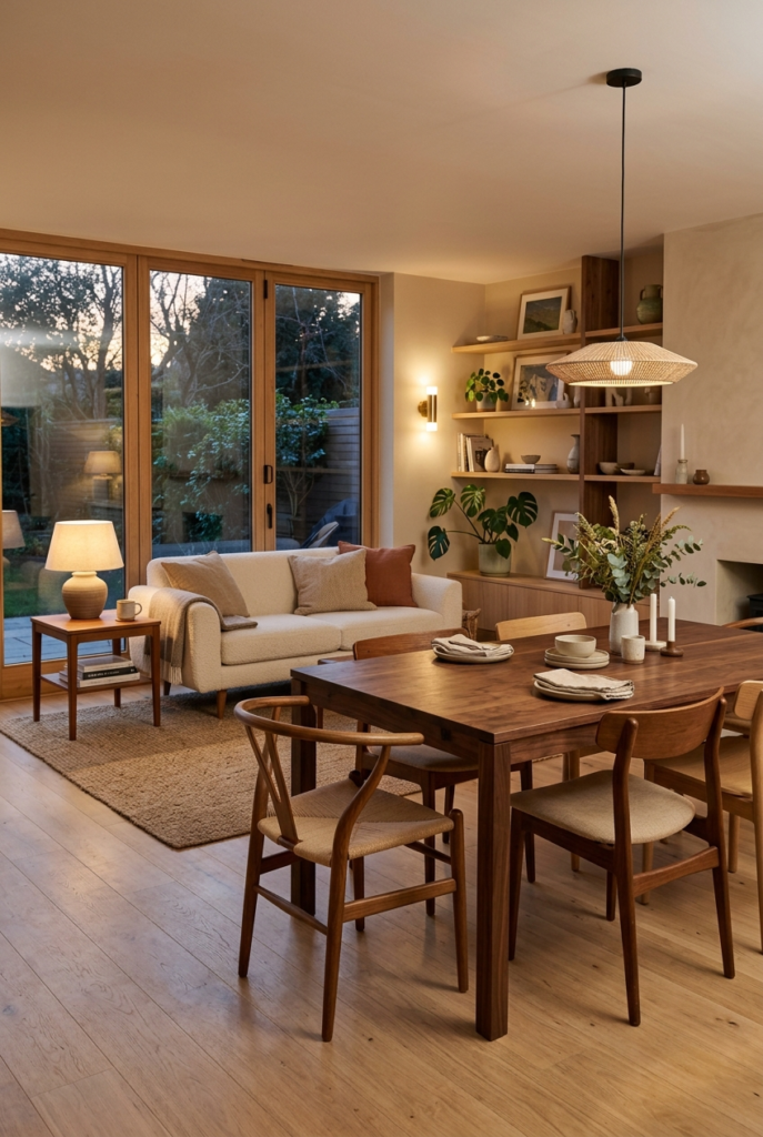 Mixed wood tone furniture
