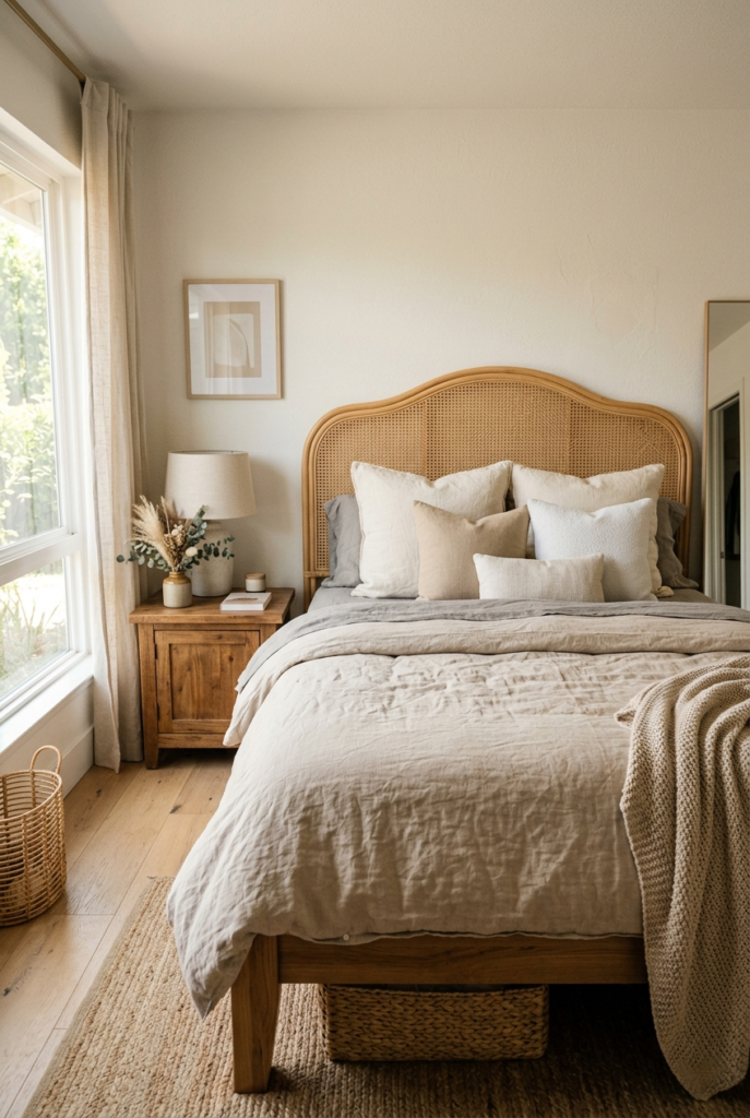 Soft layered bedding with texture.