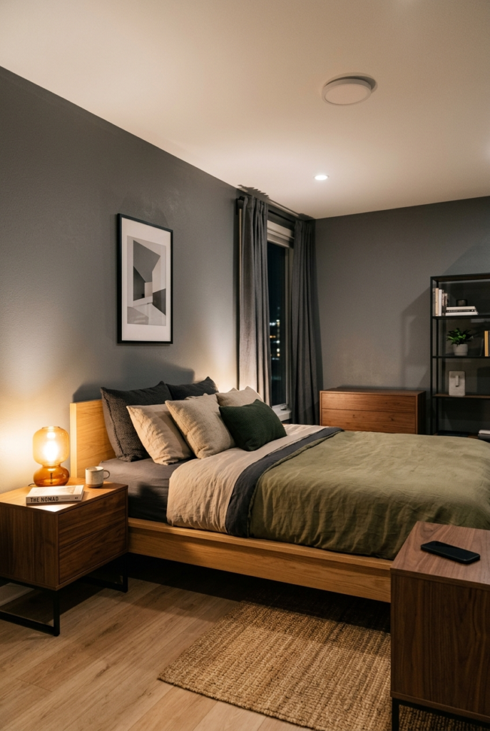 Clean shape furniture in modern bedroom