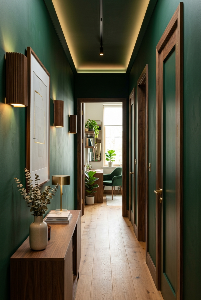 Forest green accent walls