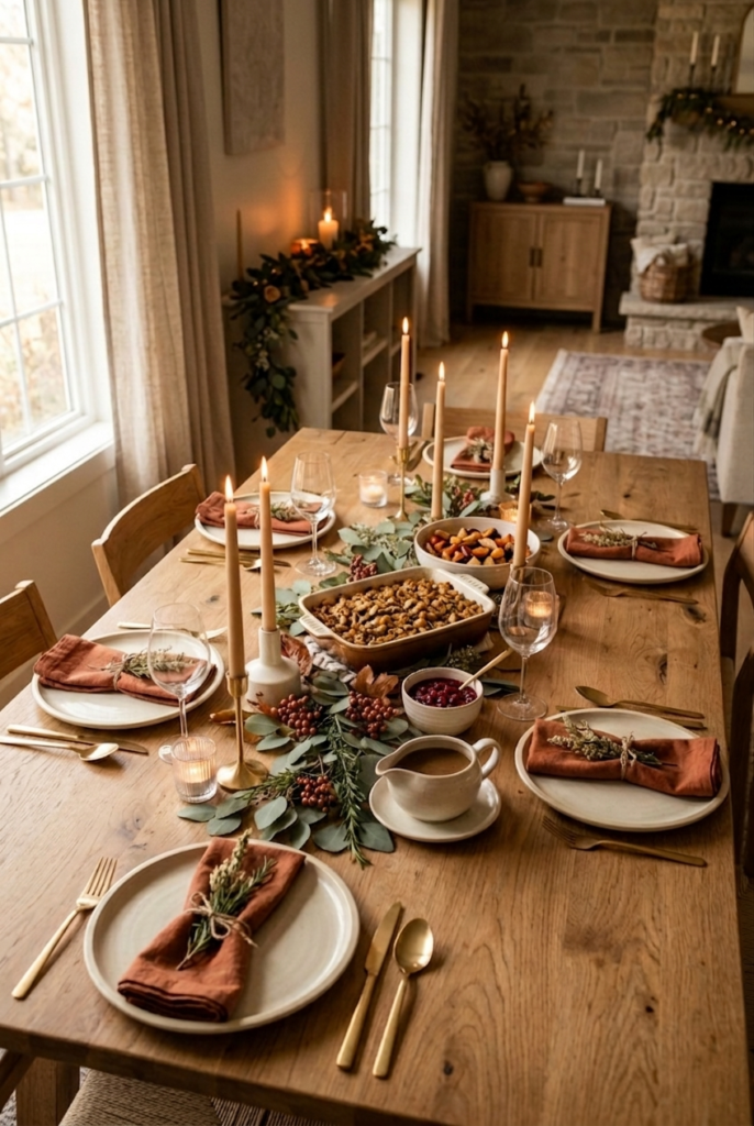 Leave space on your table so the meal remains the focus and the setting feels clean and inviting.