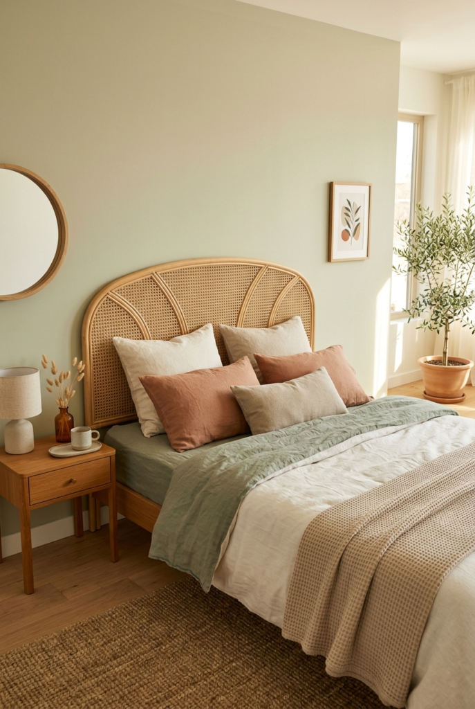 Soft earthy tones with warmth.