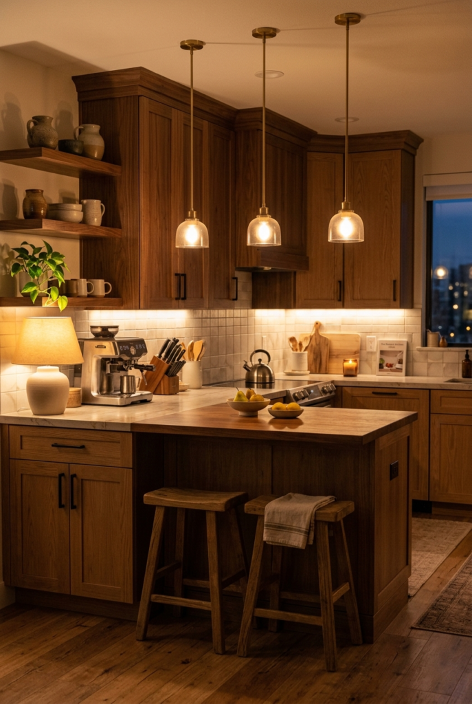 Soft lighting in modern kitchen design