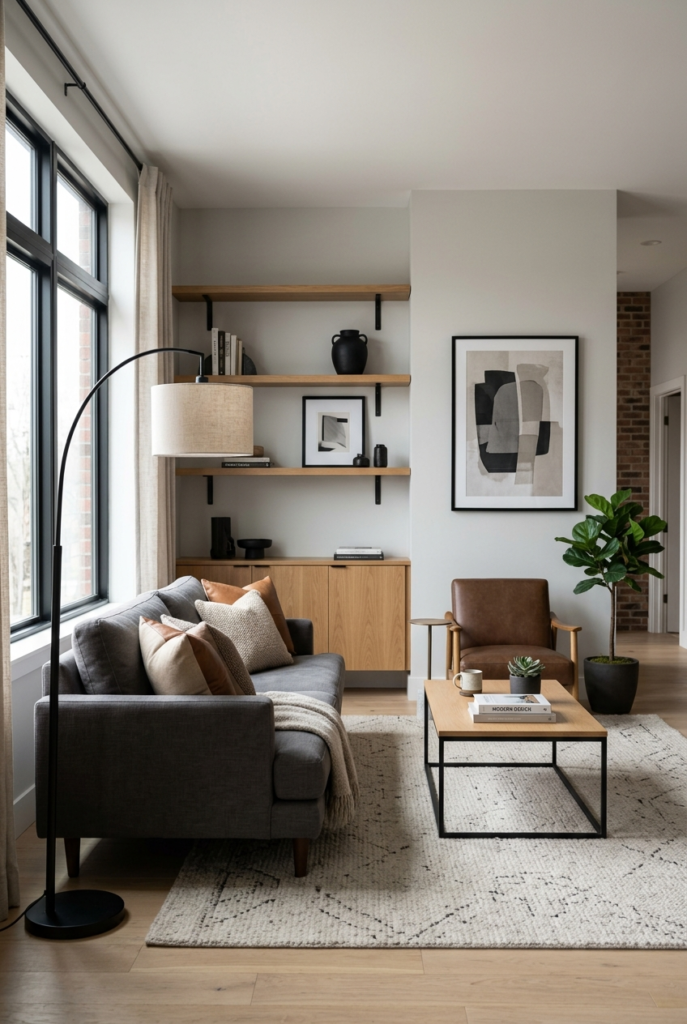 Masculine interior with subtle black decor