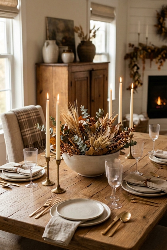 Use one centerpiece to keep your dining table elegant and clutter-free.
