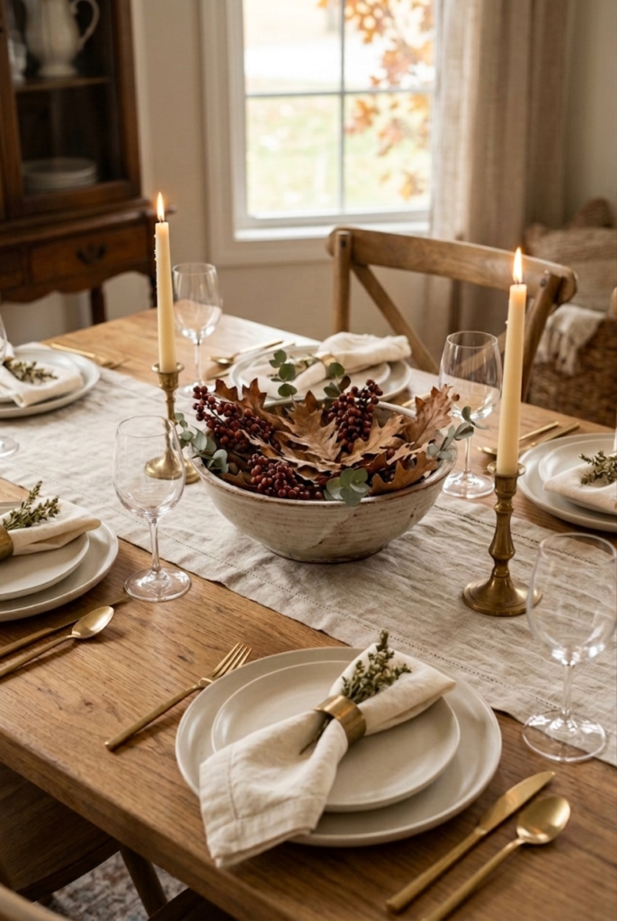 One simple centerpiece keeps your table focused and elegant, avoiding visual clutter while still making a strong, stylish statement.