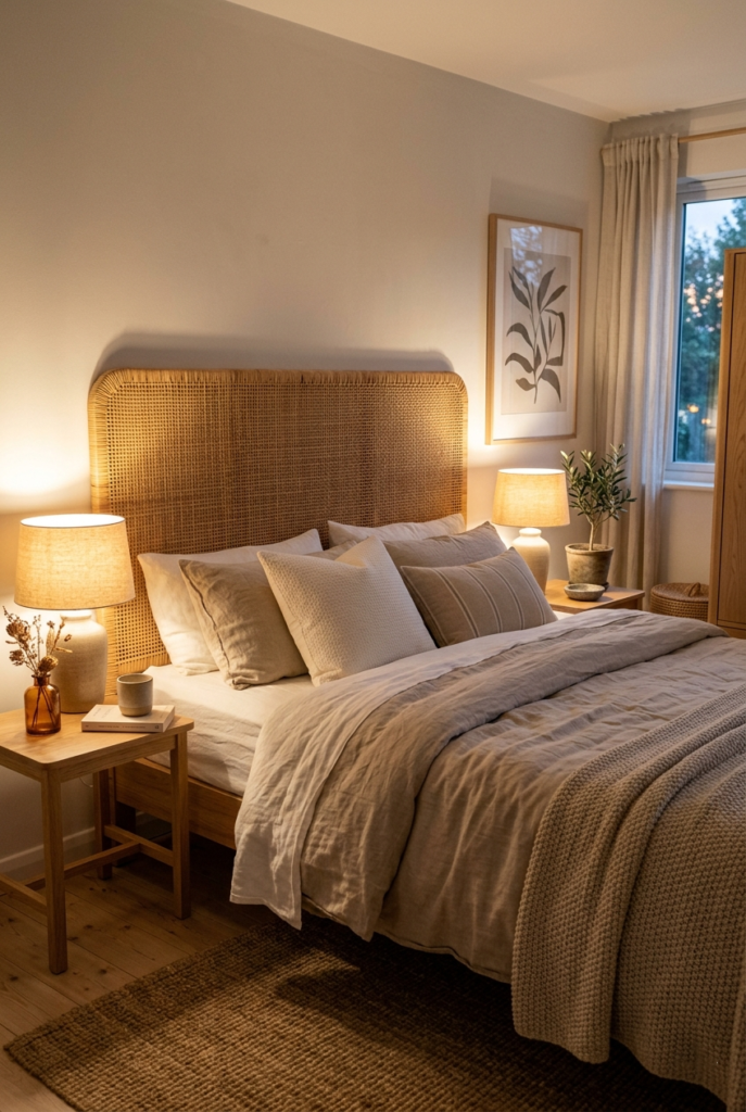 Warm ambient lighting for comfort.