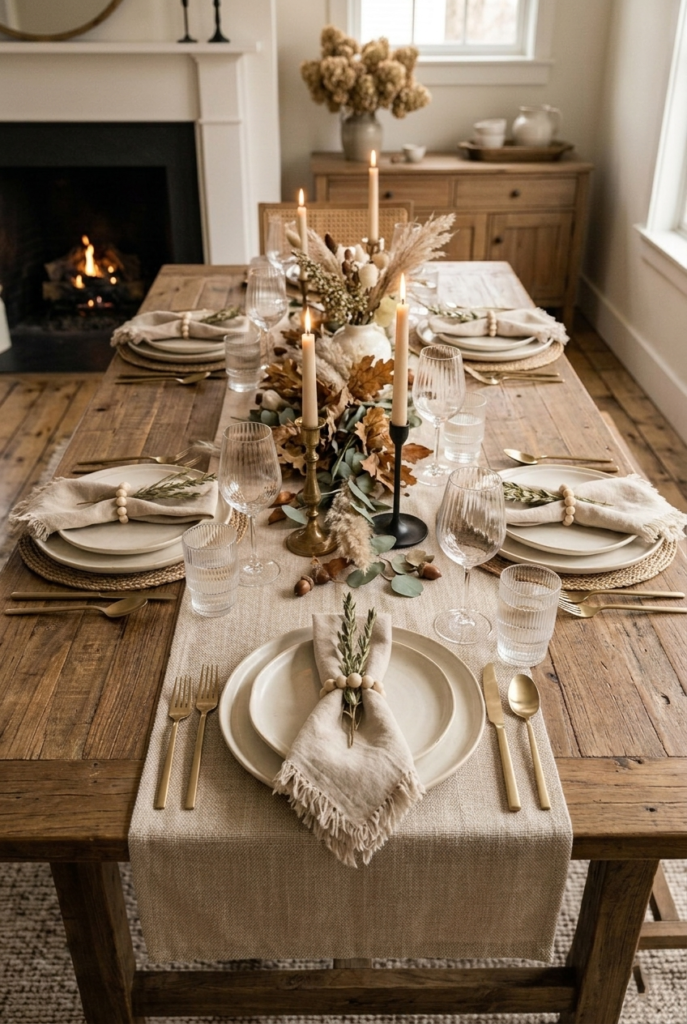 Mix different materials like wood, glass, and metal instead of adding extra colors for a balanced and stylish dining look.