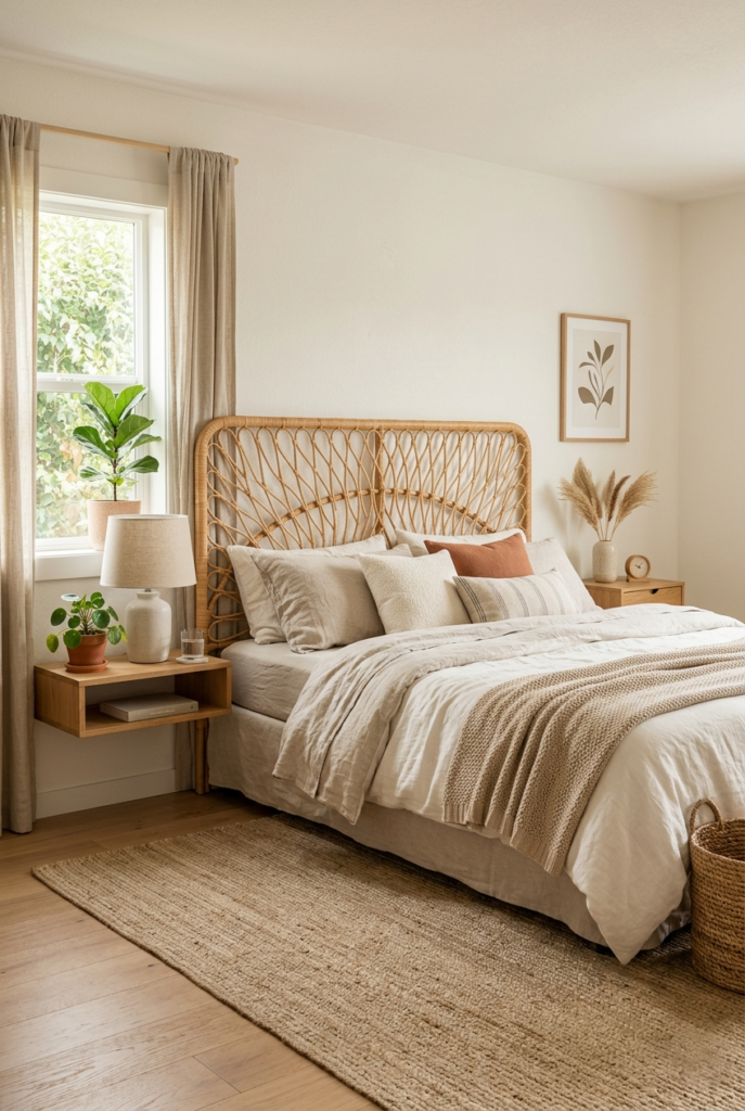 Simple woven rug adds warmth.