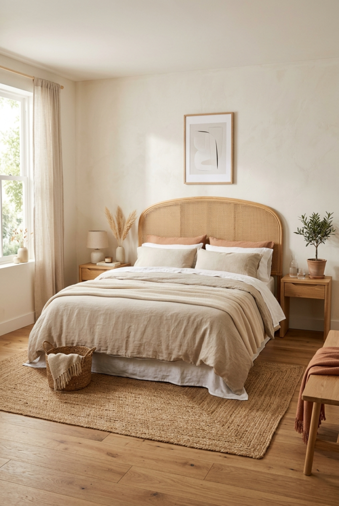 Simple woven rug adds warmth.