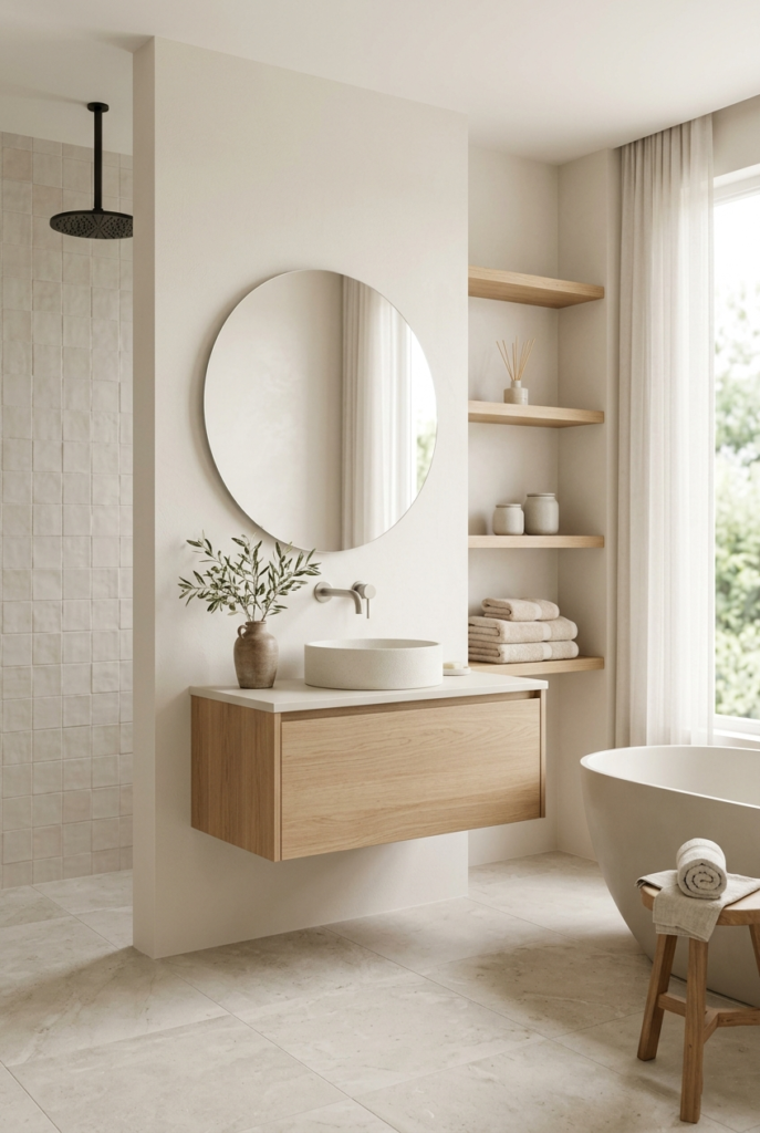 Refresh Bathroom Walls Gently.