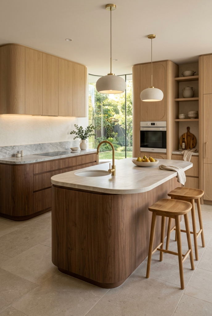 Rounded edges in modern kitchen decor