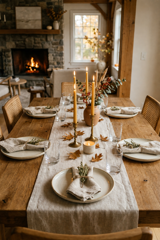 Keep place settings simple to create a clean, elegant, and uncluttered dining table look.