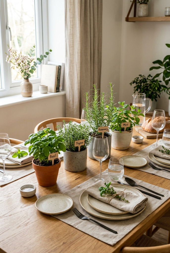 Decorate with Fresh Potted Herbs