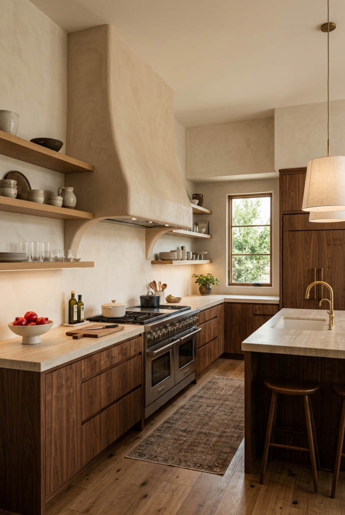 Statement range hood in modern kitchen