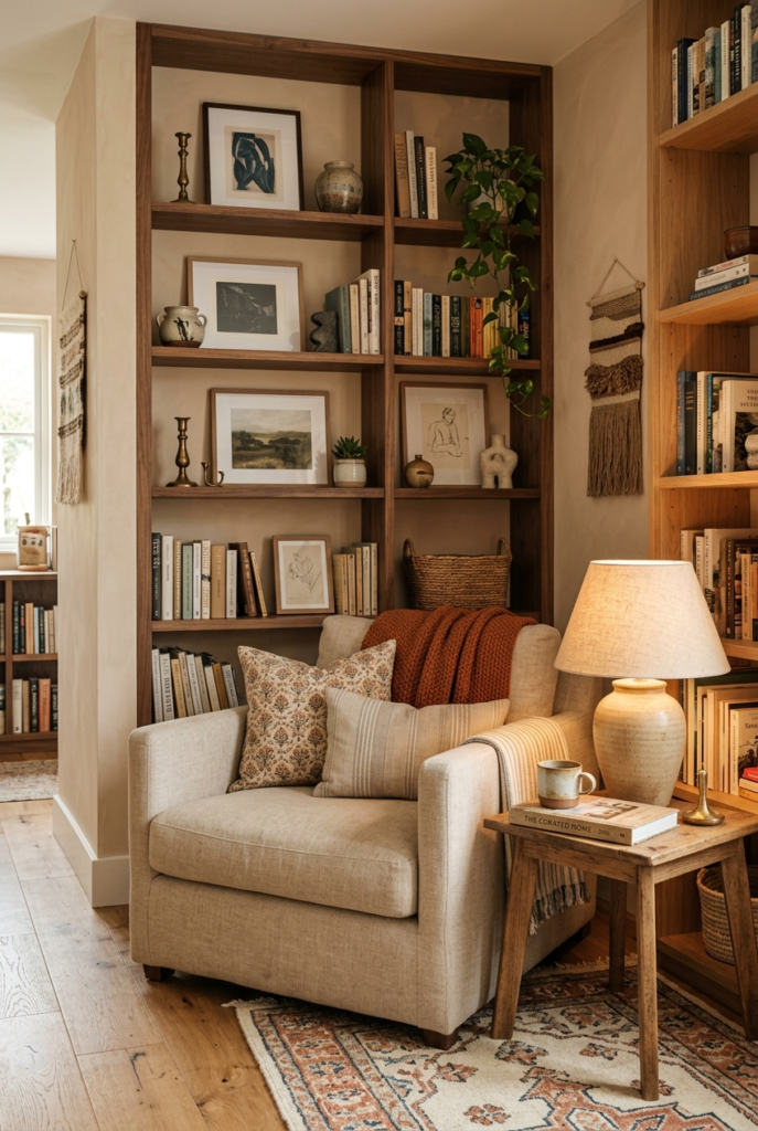 Layered maximalist living decor