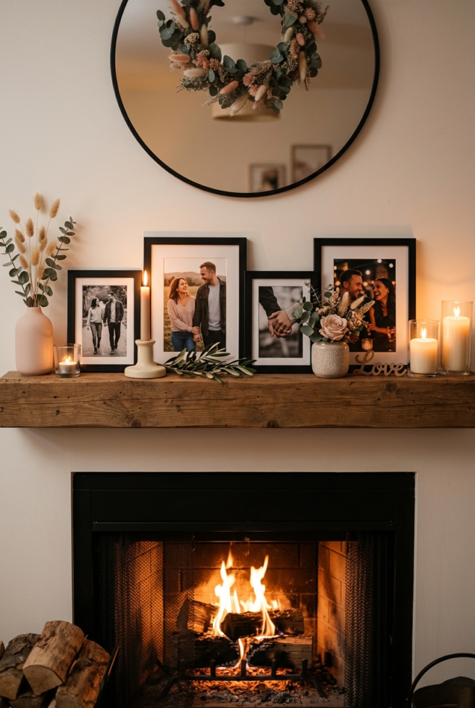 Dried flowers in soft Valentine decor