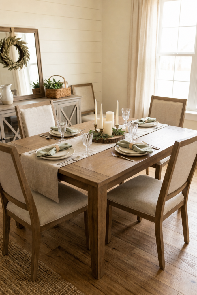 Arrange furniture and decor with enough open space so guests can move around the room comfortably and naturally.