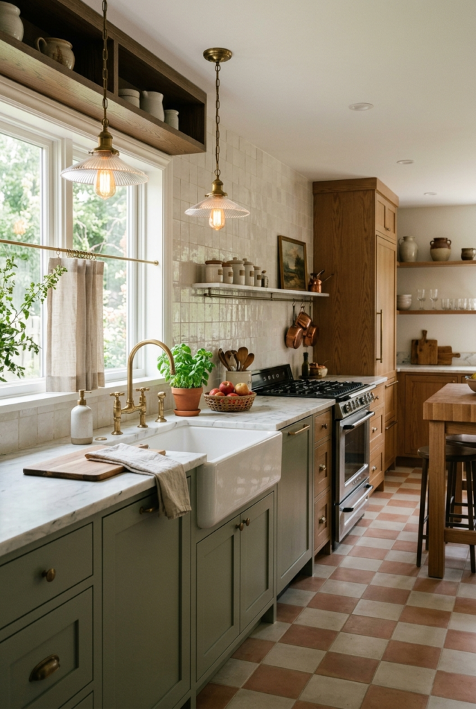 Vintage-inspired details in modern kitchen