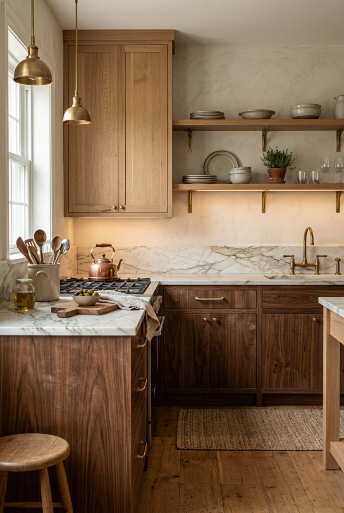 Timeless kitchen design with natural aging