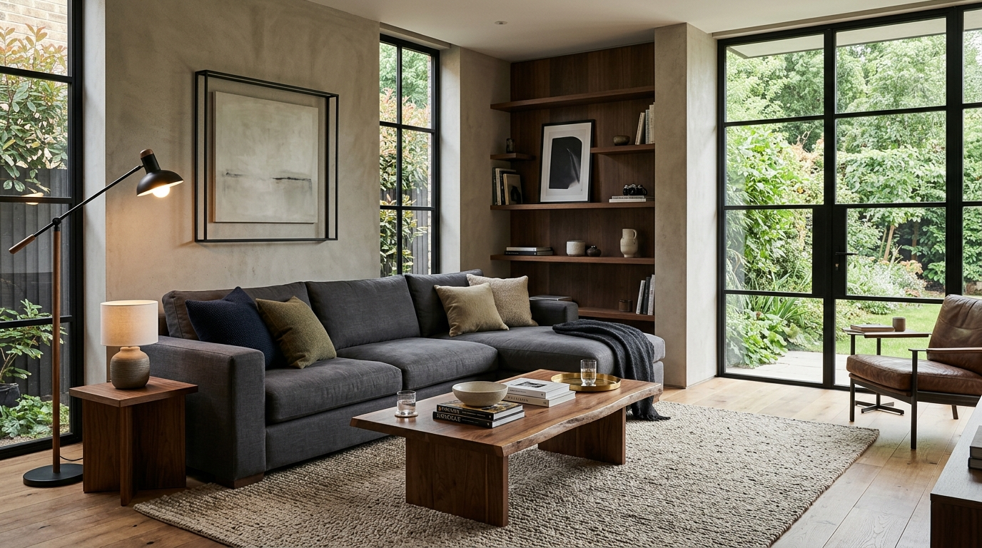 Masculine living room design for men