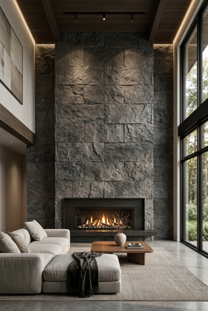 Floor ceiling fireplace
