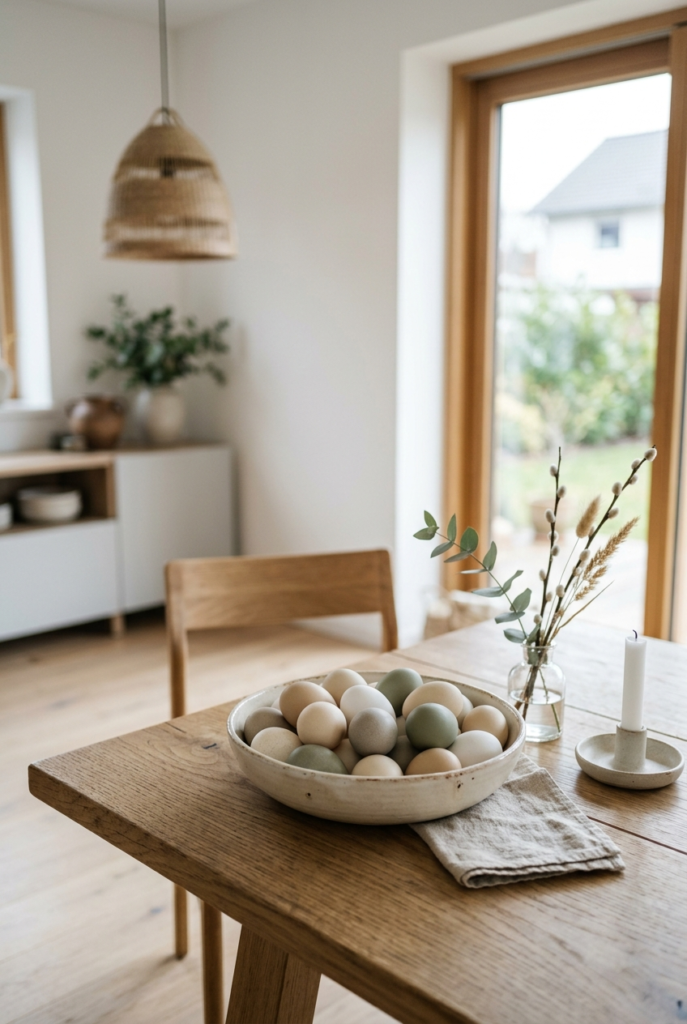 Neutral Easter eggs in modern home decor