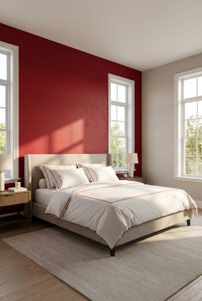 Cherry red accent wall