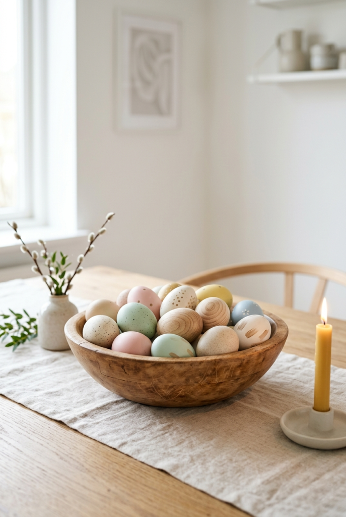 Decorative Easter Eggs Wooden Bowl