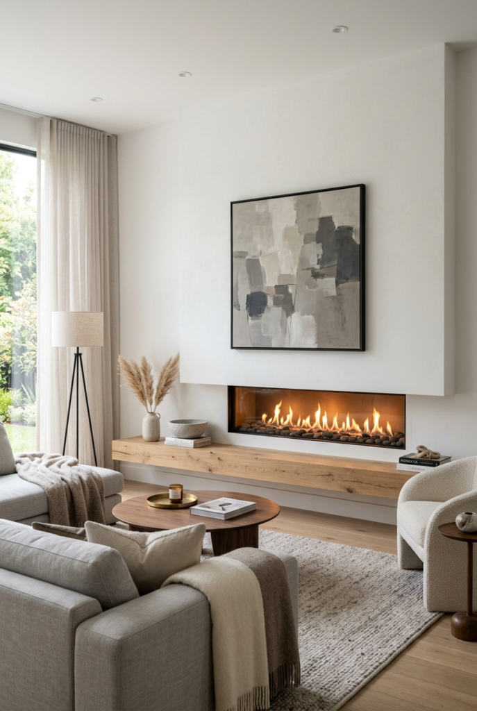 Linear gas fireplace

