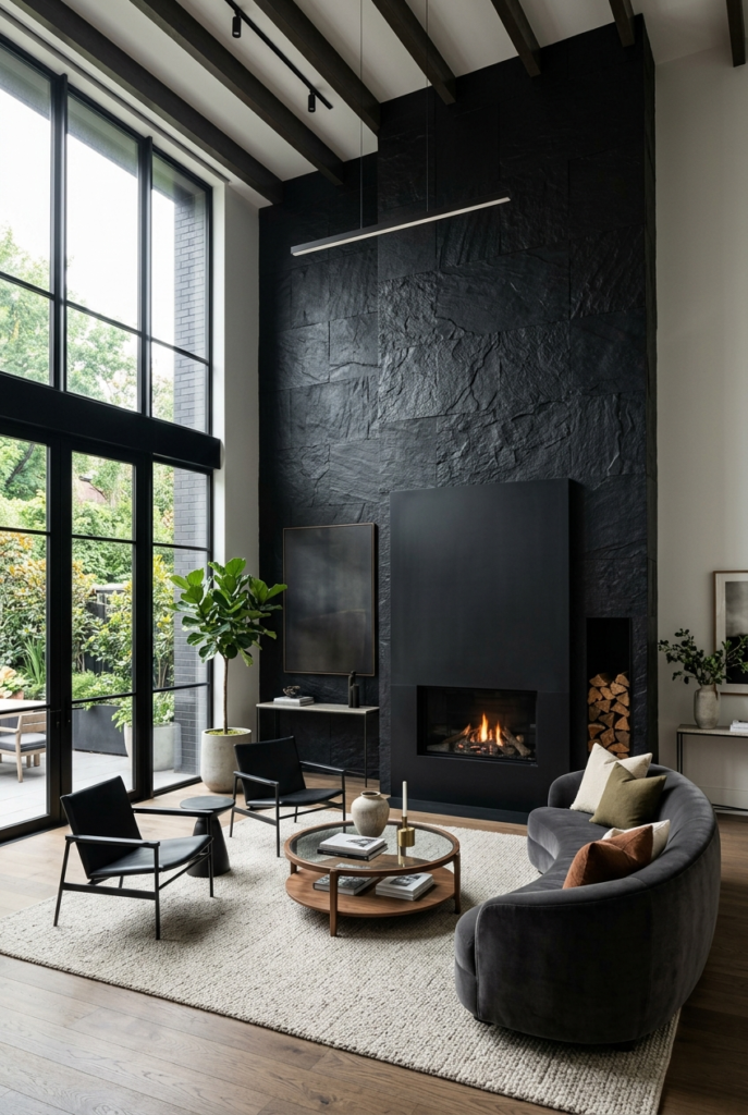 Floor ceiling fireplace