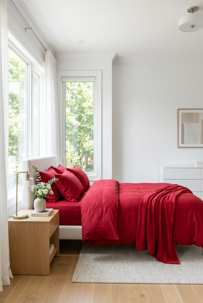 Red bedding contrast