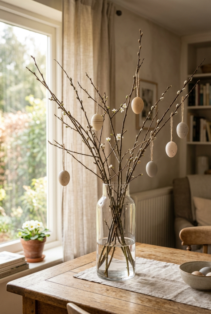 Decorative branches in modern Easter decor