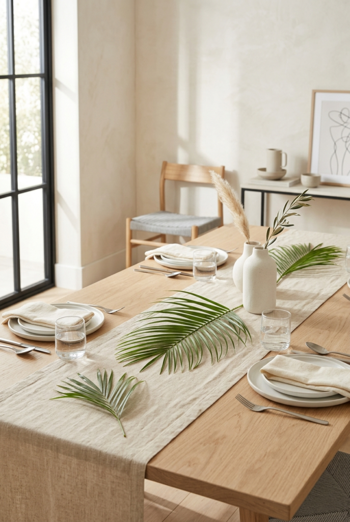 Palm Leaf Dining Tablescape