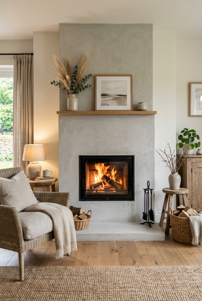 Concrete fireplace surround
