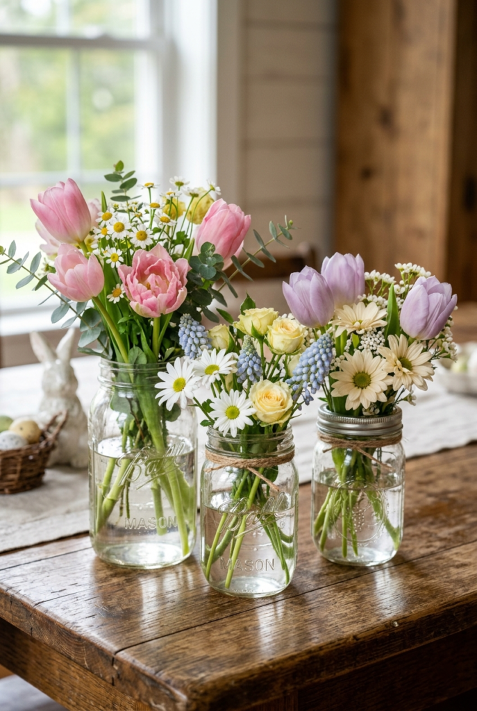 Charming Blooms in Mason Jars