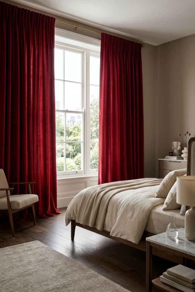 Cherry red curtains