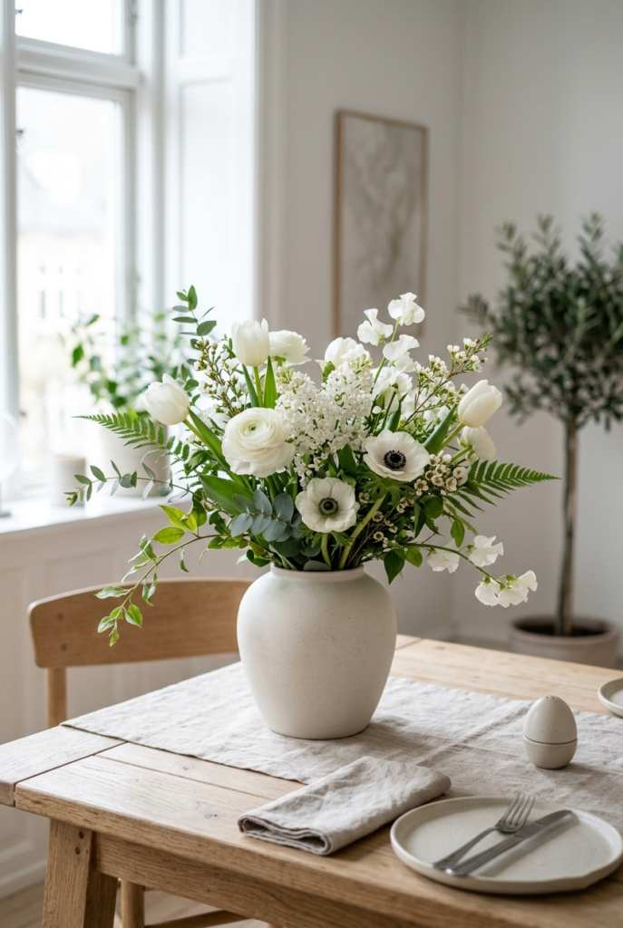White Flowers with Greenery