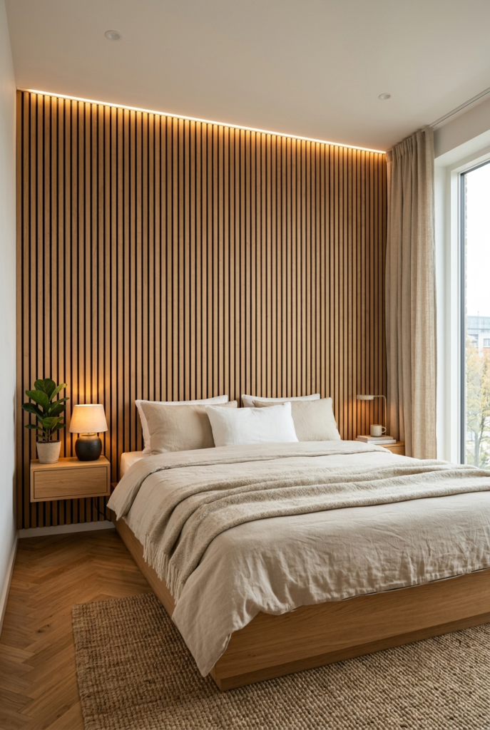 Vertical wood slats