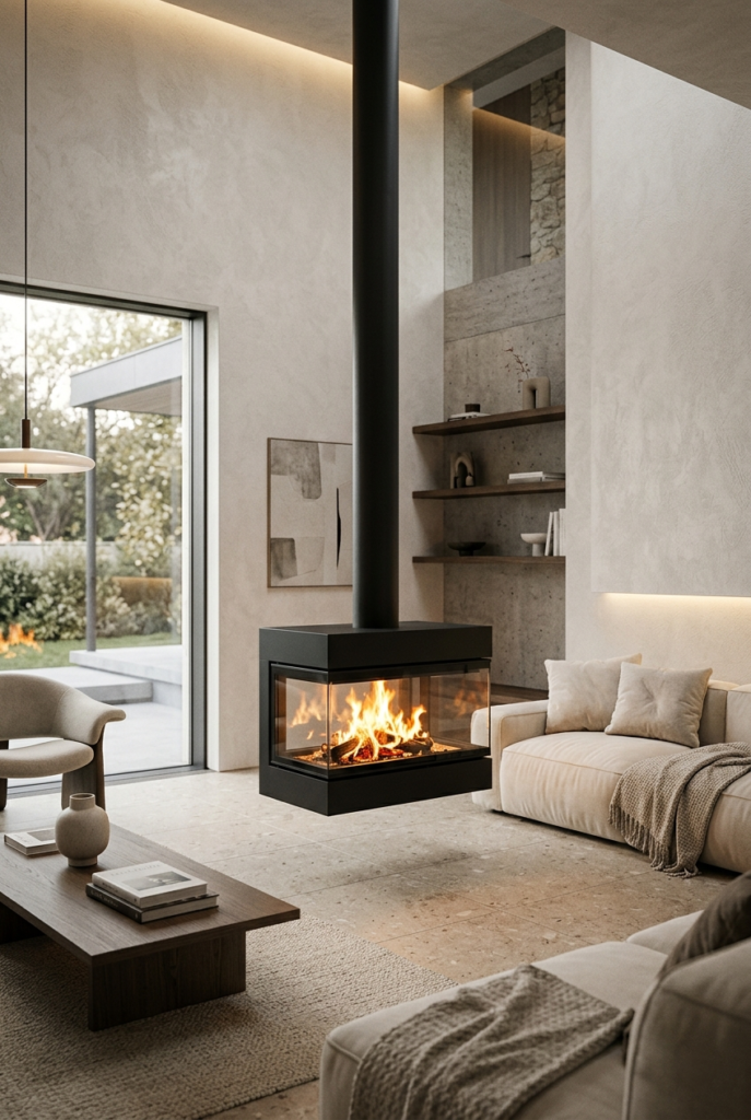 Floating fireplace design
