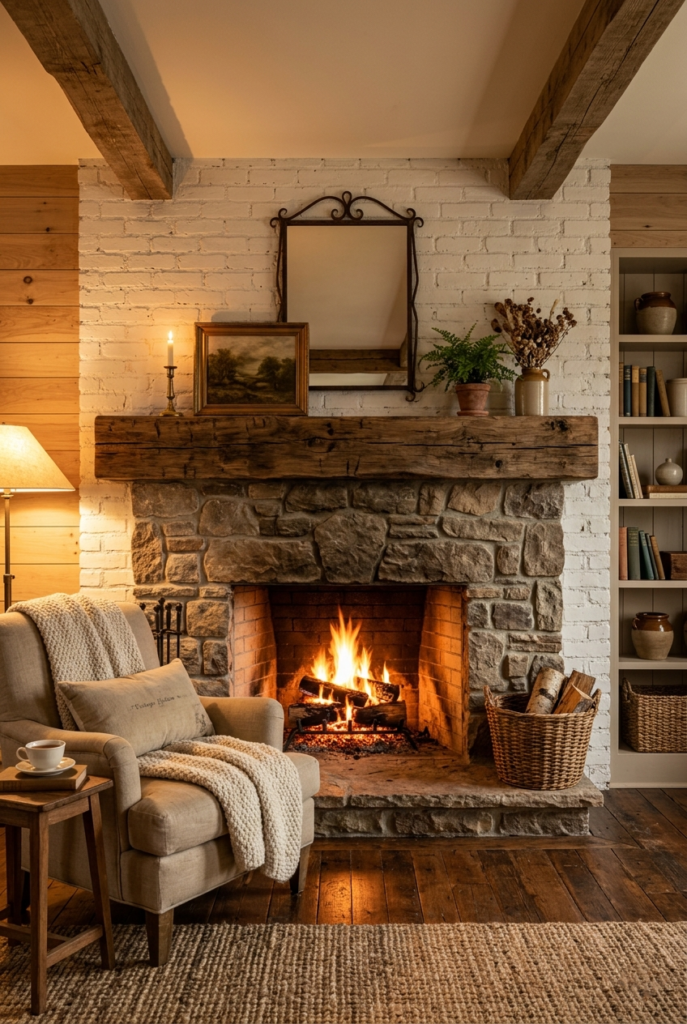 Reclaimed wood mantel
