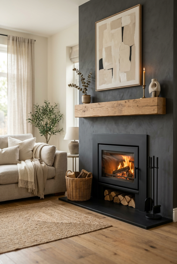 Wood mantel contrast