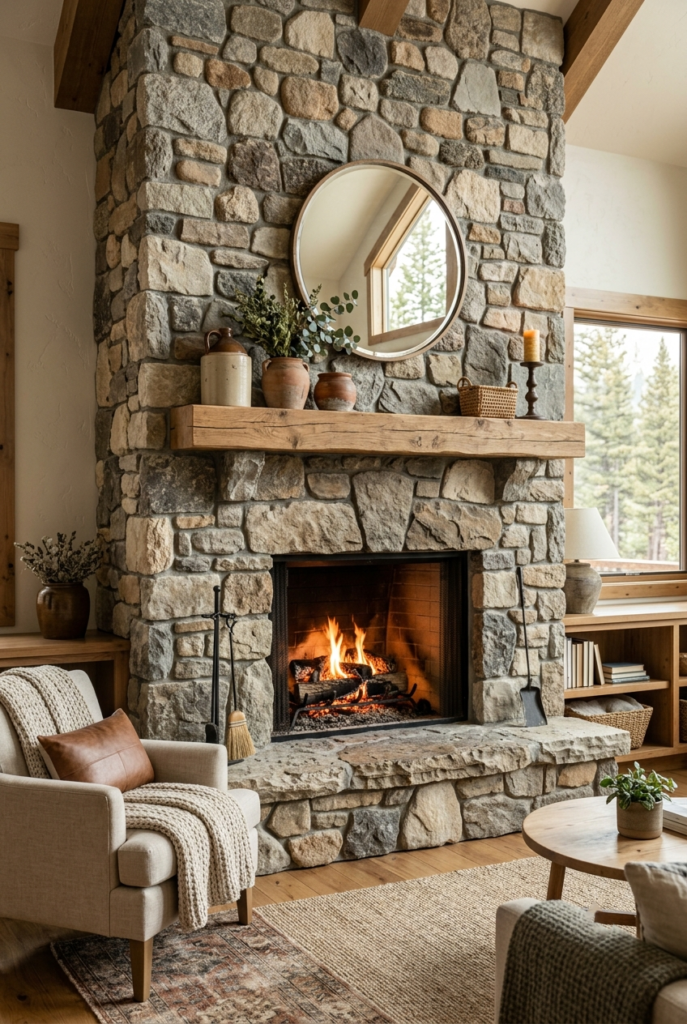 Mixed Stone Tone Fireplace