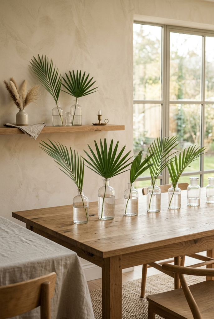 Palm Leaves in Glass Bottles